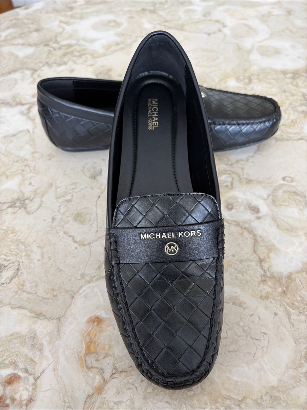 Michael Kors Black Woven Loafers Driving Shoes As New